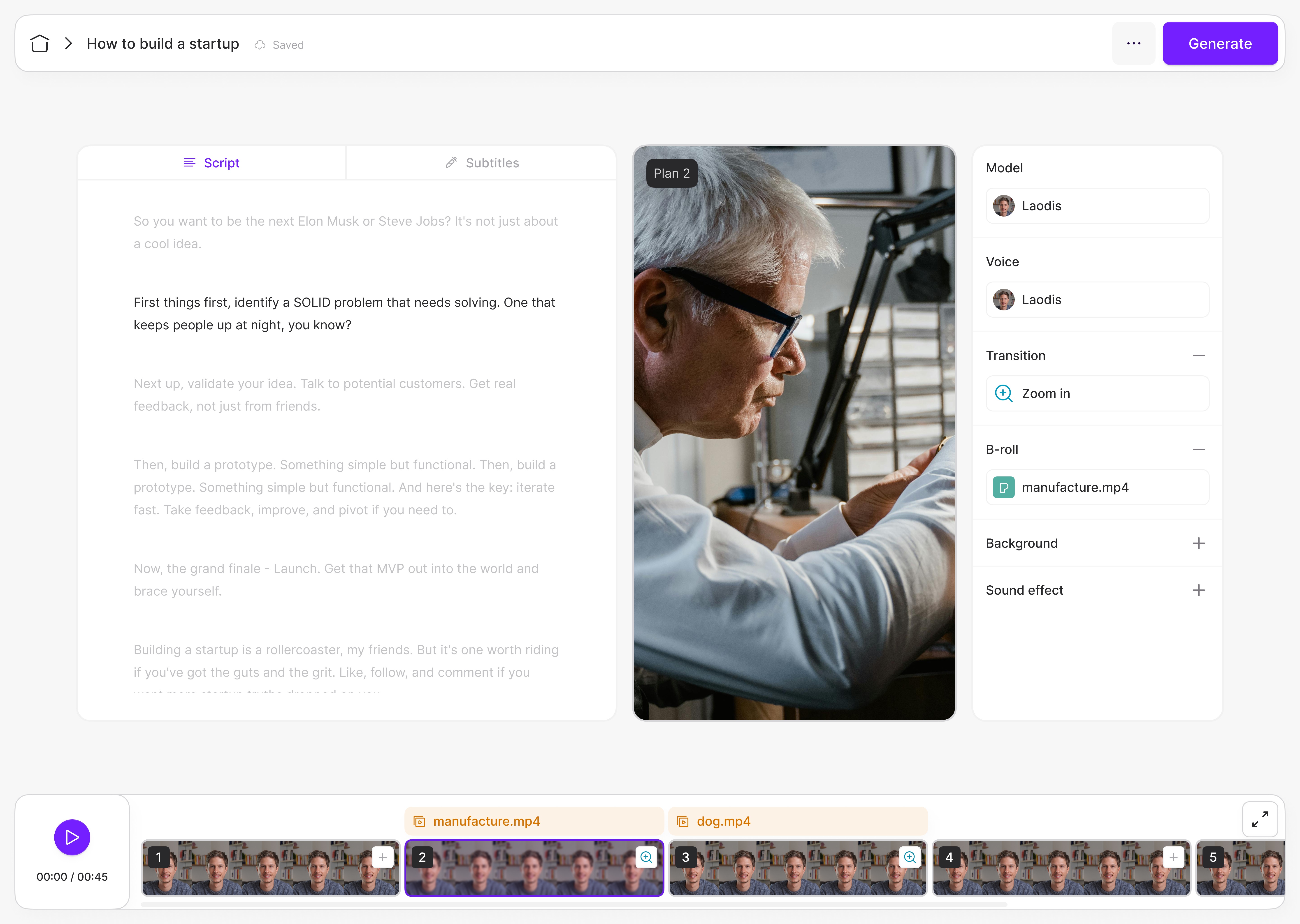 Argil software interface showcasing deepfake video creation