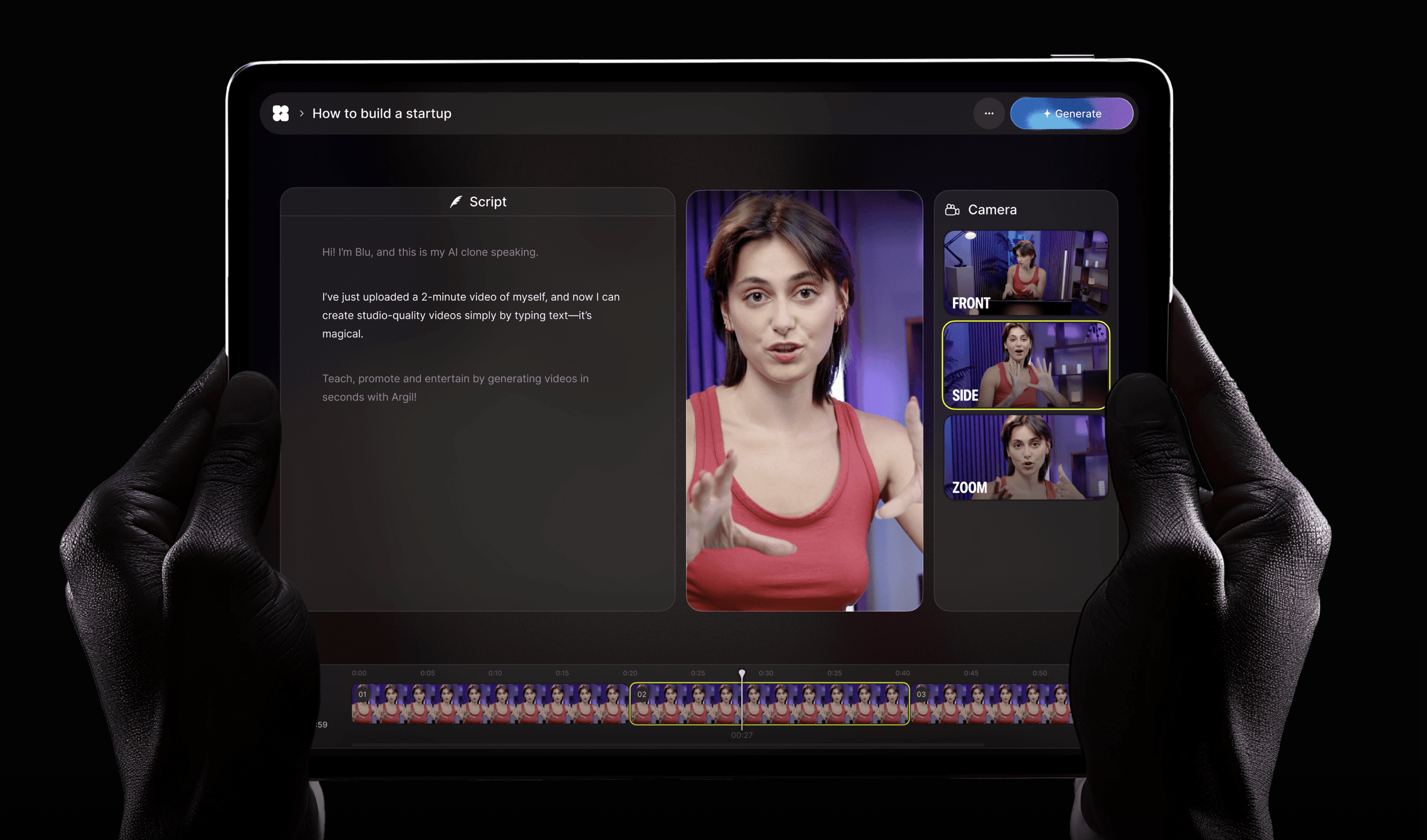 AI Newsletter Generator by Argil turning text into video content