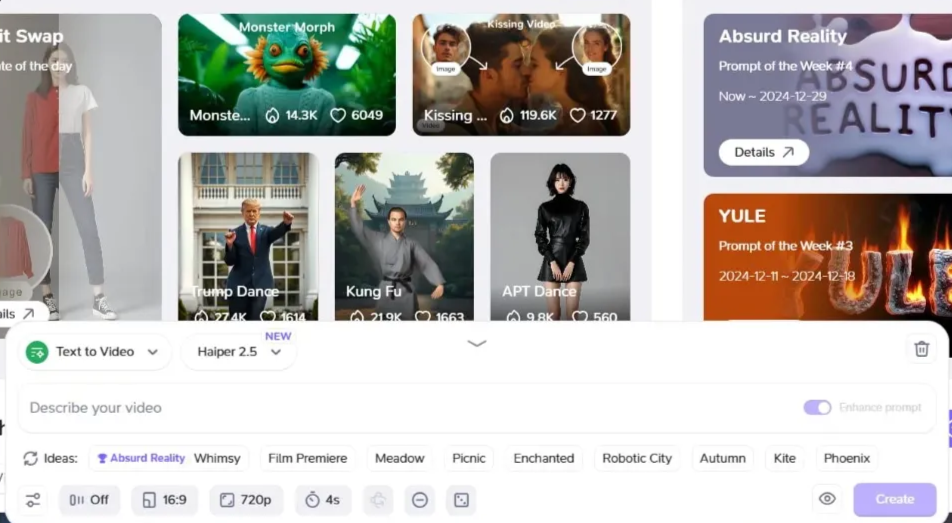 Dashboard screenshot comparing Haiper AI, Veo 3 and Argil