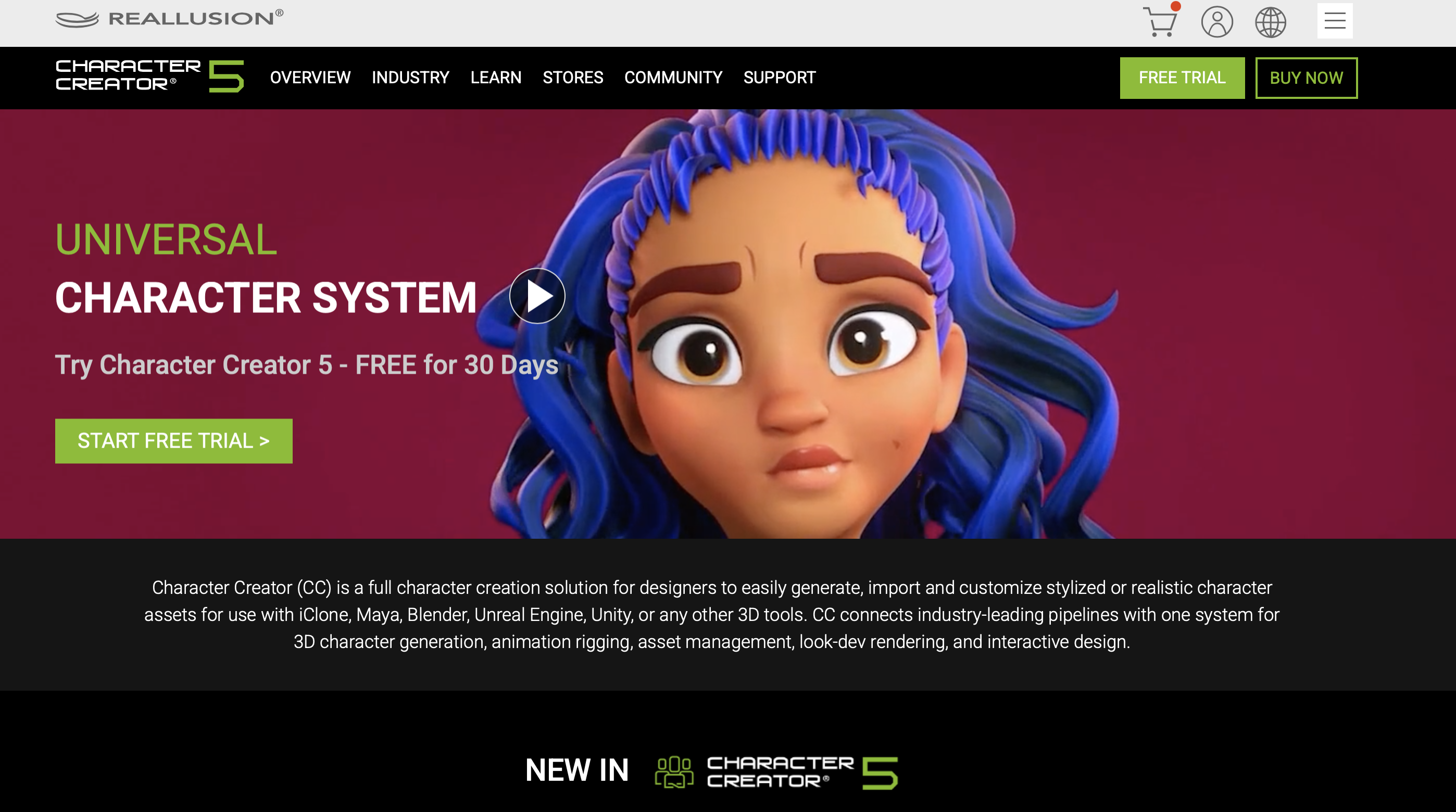 Dashboard view of Reallusion’s Character Creator interface showing subscription cost features