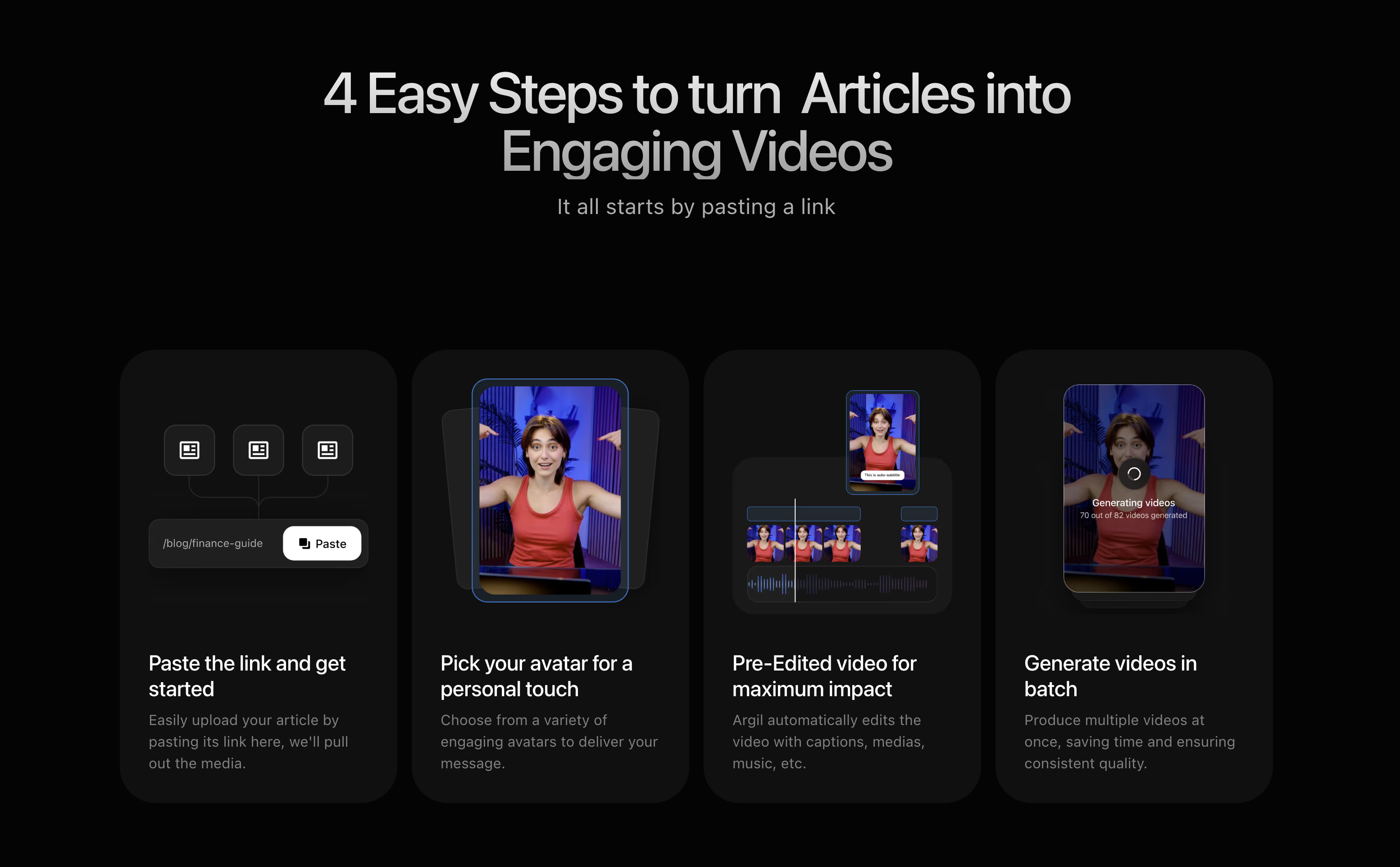 Screenshot of Argil’s clip converter for video blogs