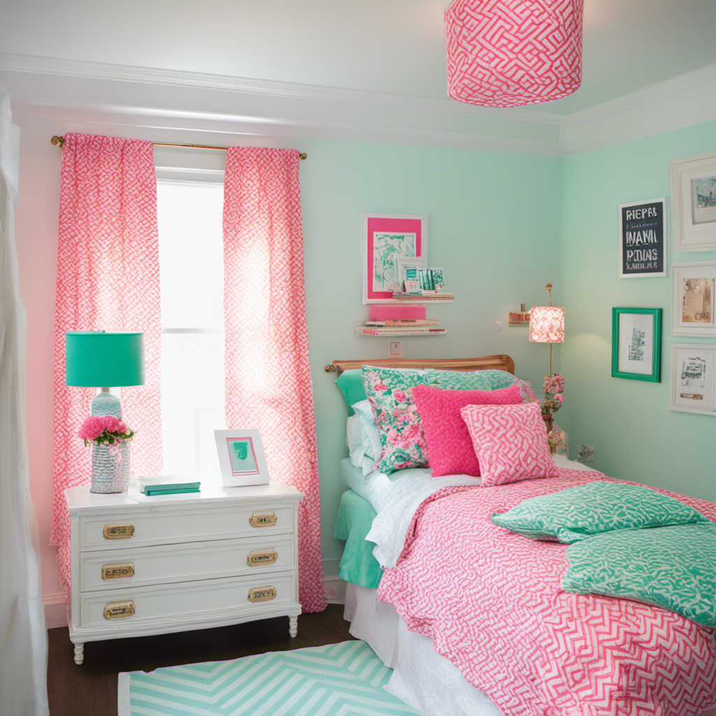 AI-generated preppy room decor visualization.