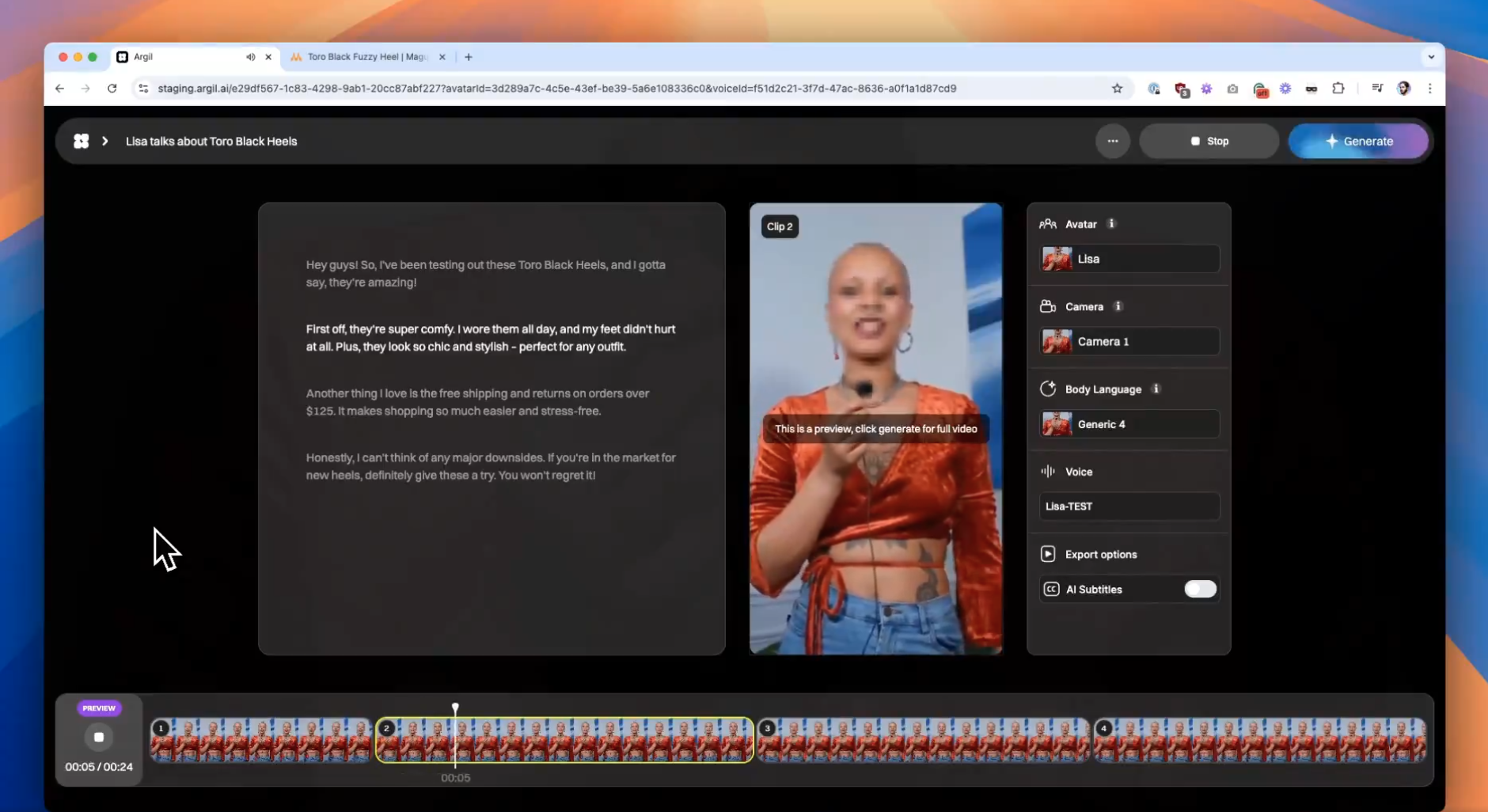 AI Influencer generating UGC content with Argil platform