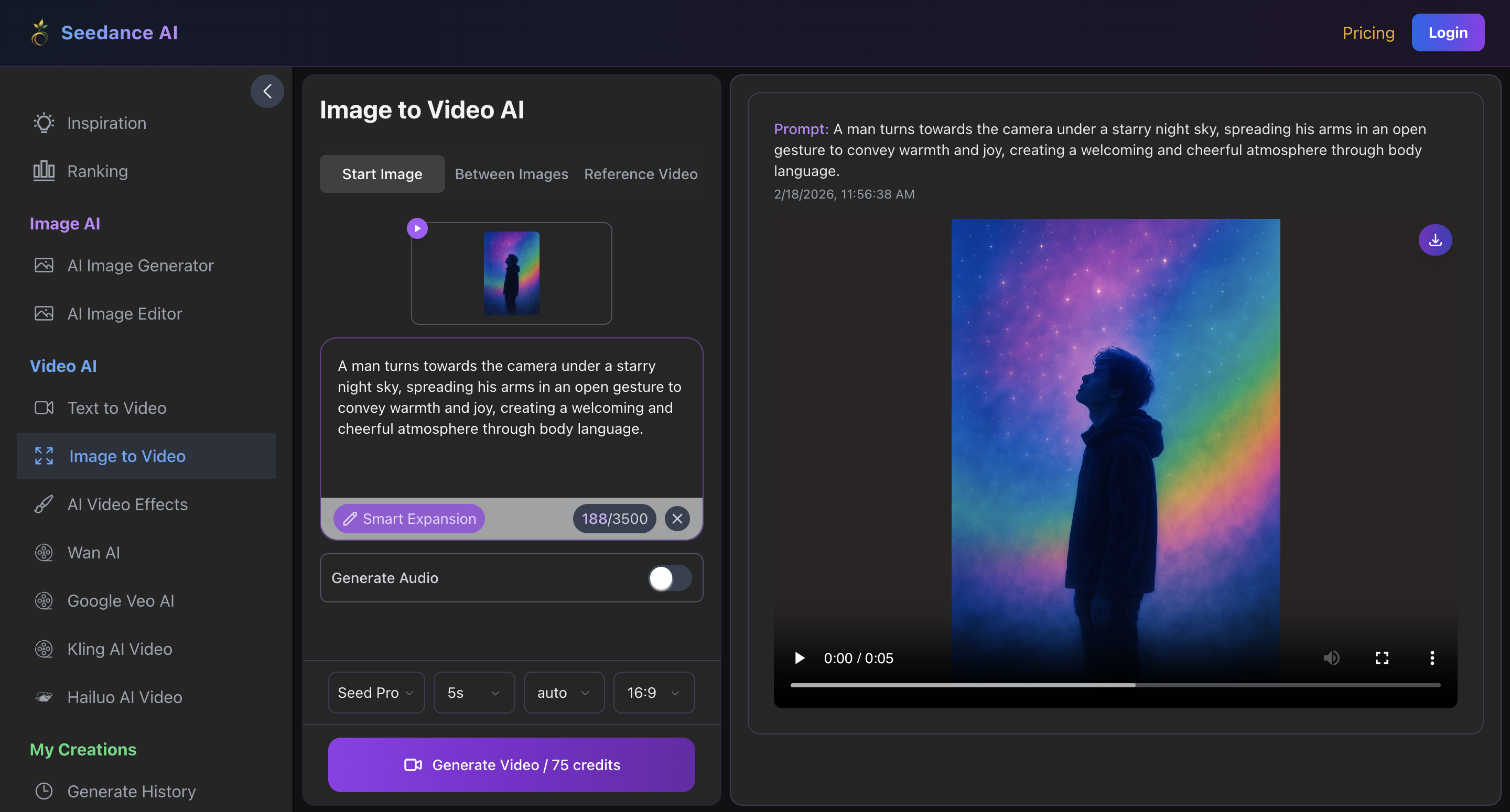 Seedance 1.0 interface generating multi-shot AI video from structured prompt