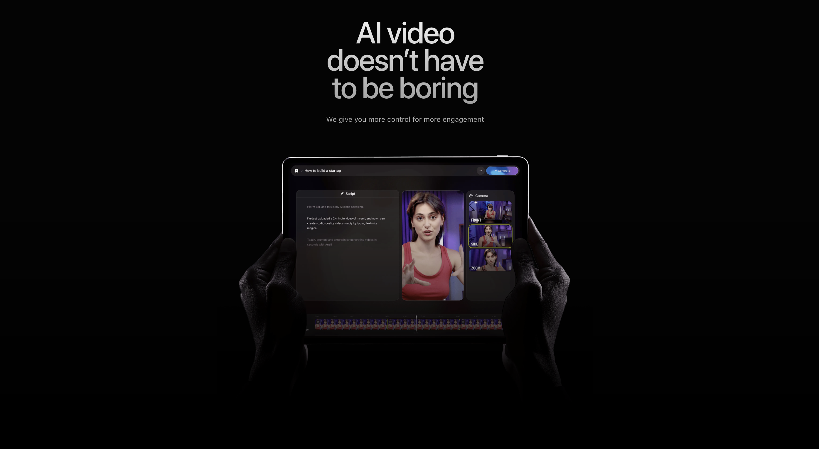 Deepfake generator by Argil for LinkedIn video content